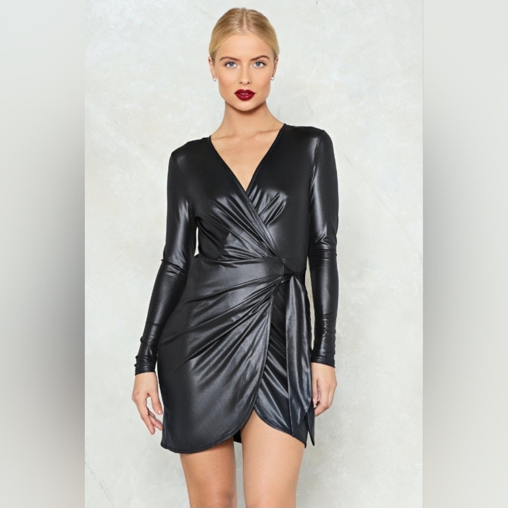 Nasty Gal. Sweet Emotion Vegan Leather Dress. US Size:4 Color:Black